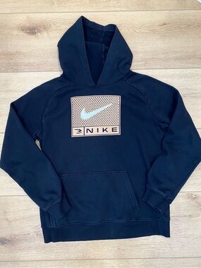 Nike 3BRAND Boy’s XL Hoodie Black Swoosh Graphic Pullover Sweatshirt Athleisure